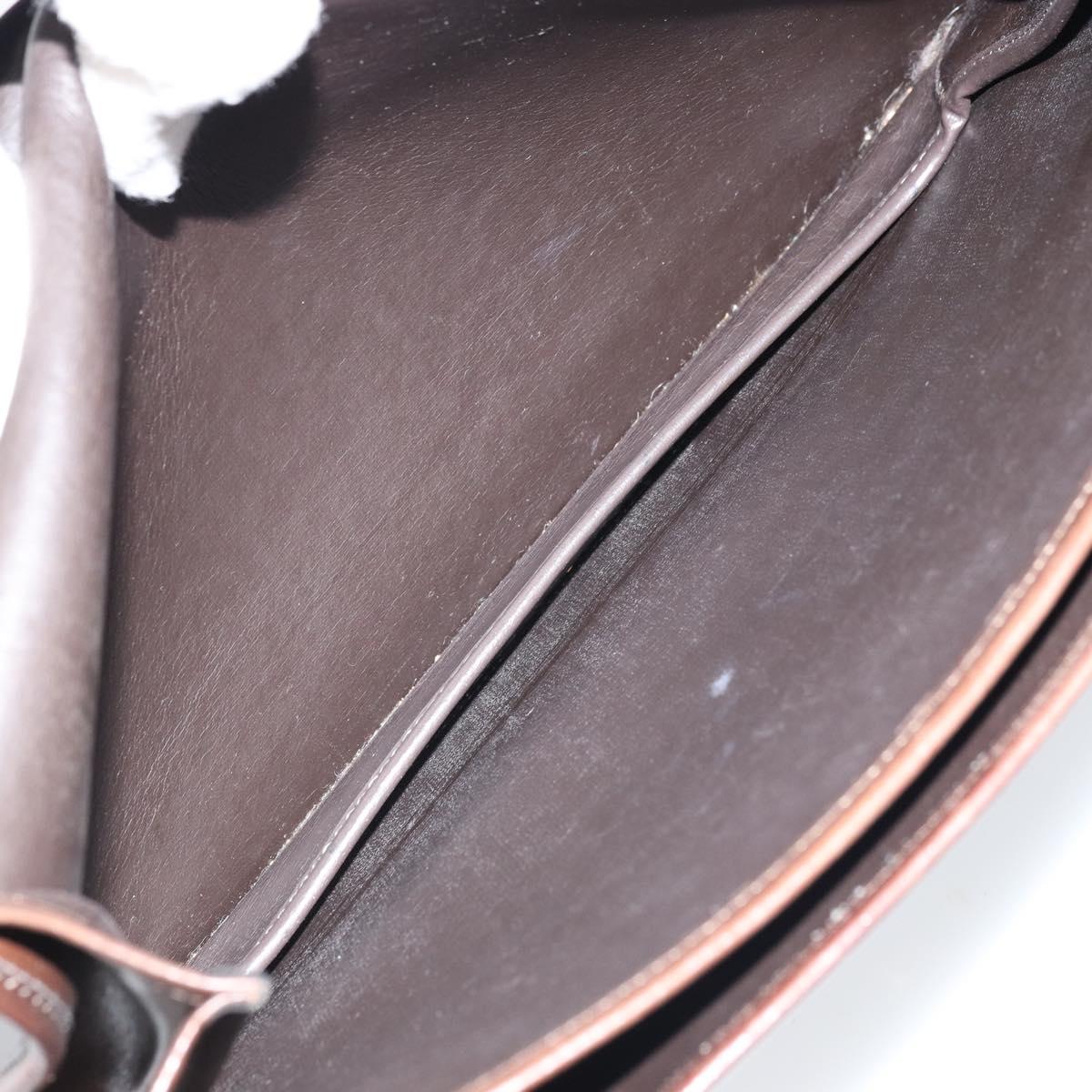 Christian Dior Shoulder Bag Leather Brown Gold Auth ep13755