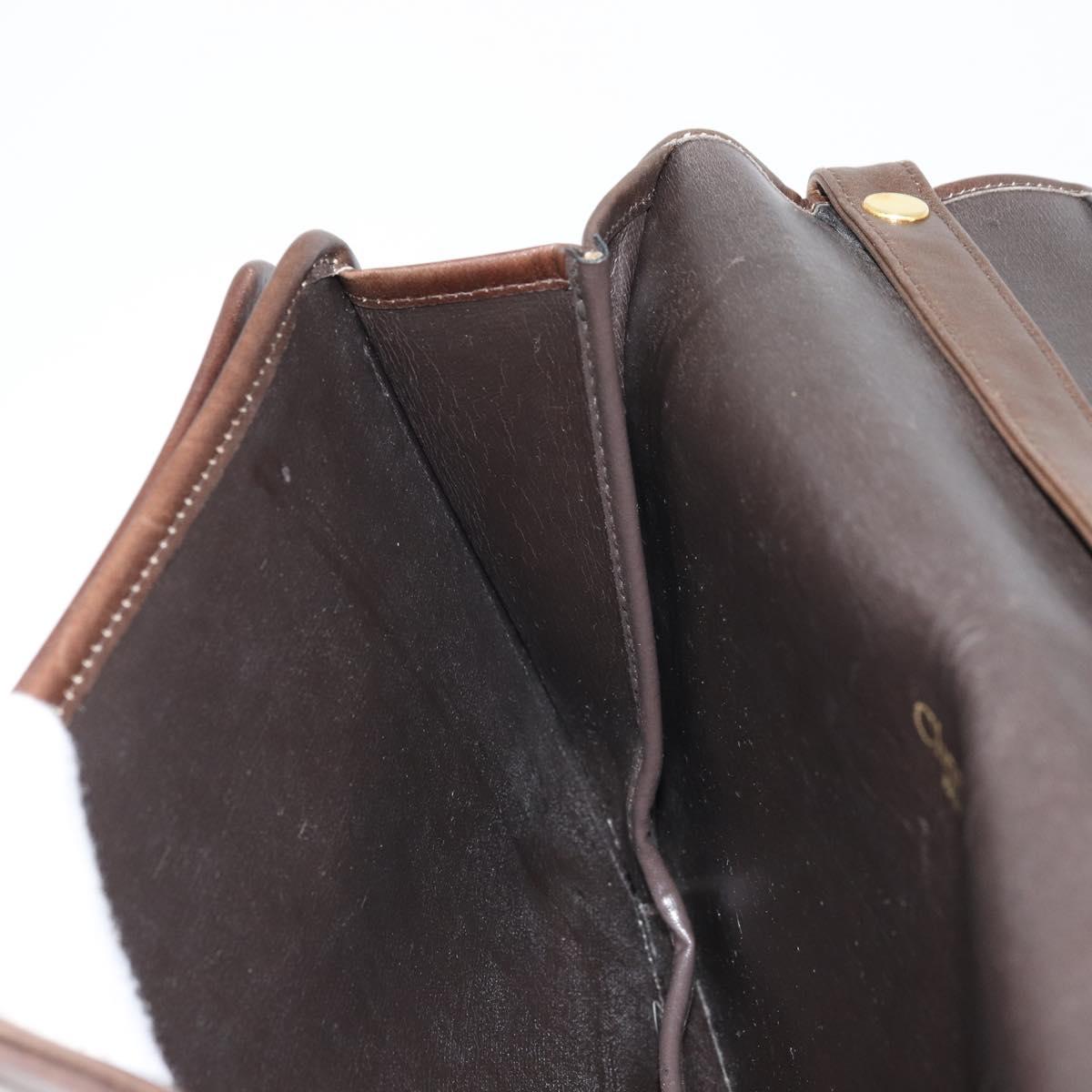Christian Dior Shoulder Bag Leather Brown Gold Auth ep13755