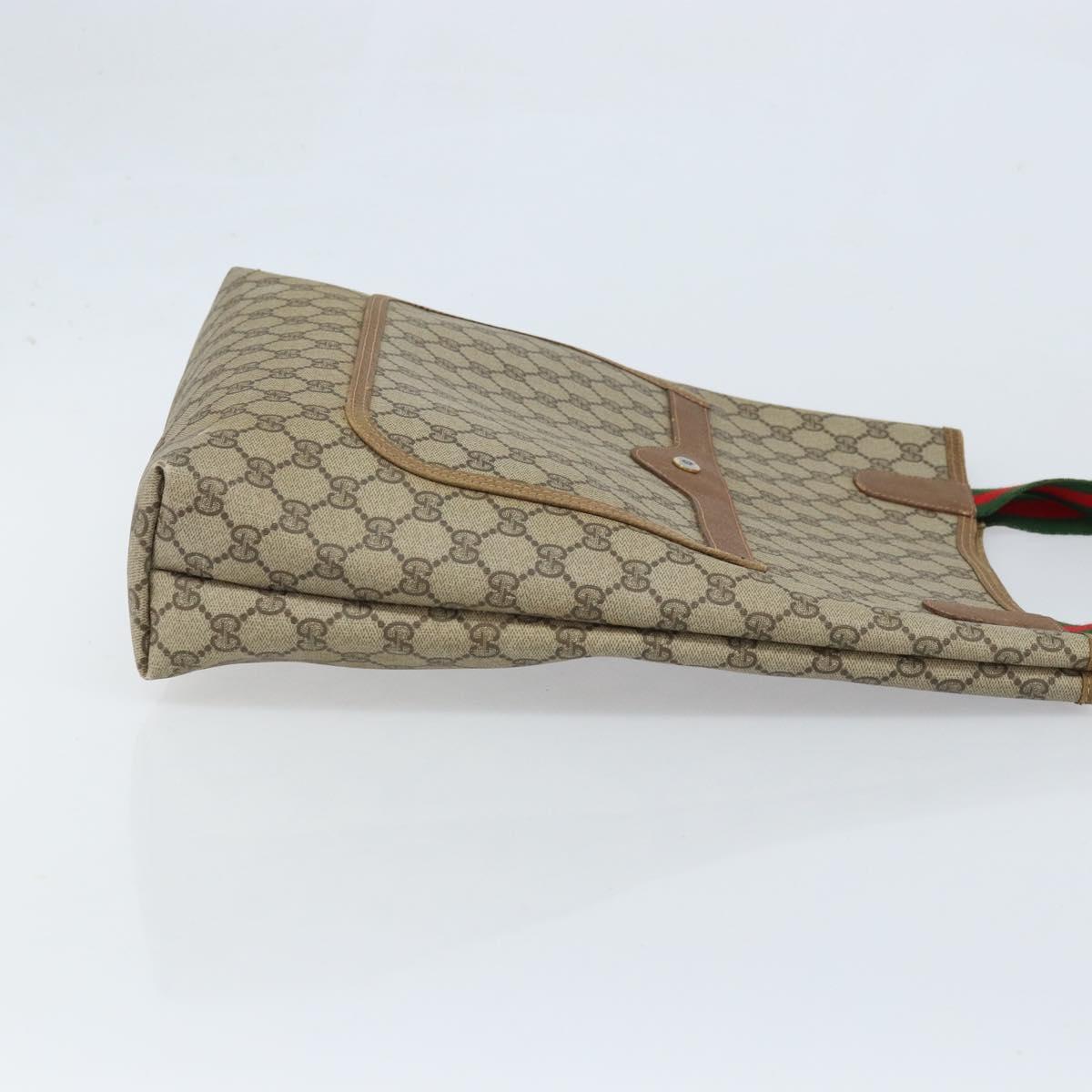 GUCCI GG Supreme Web Sherry Line Tote Bag PVC Beige 39 02 003 Auth ep13759