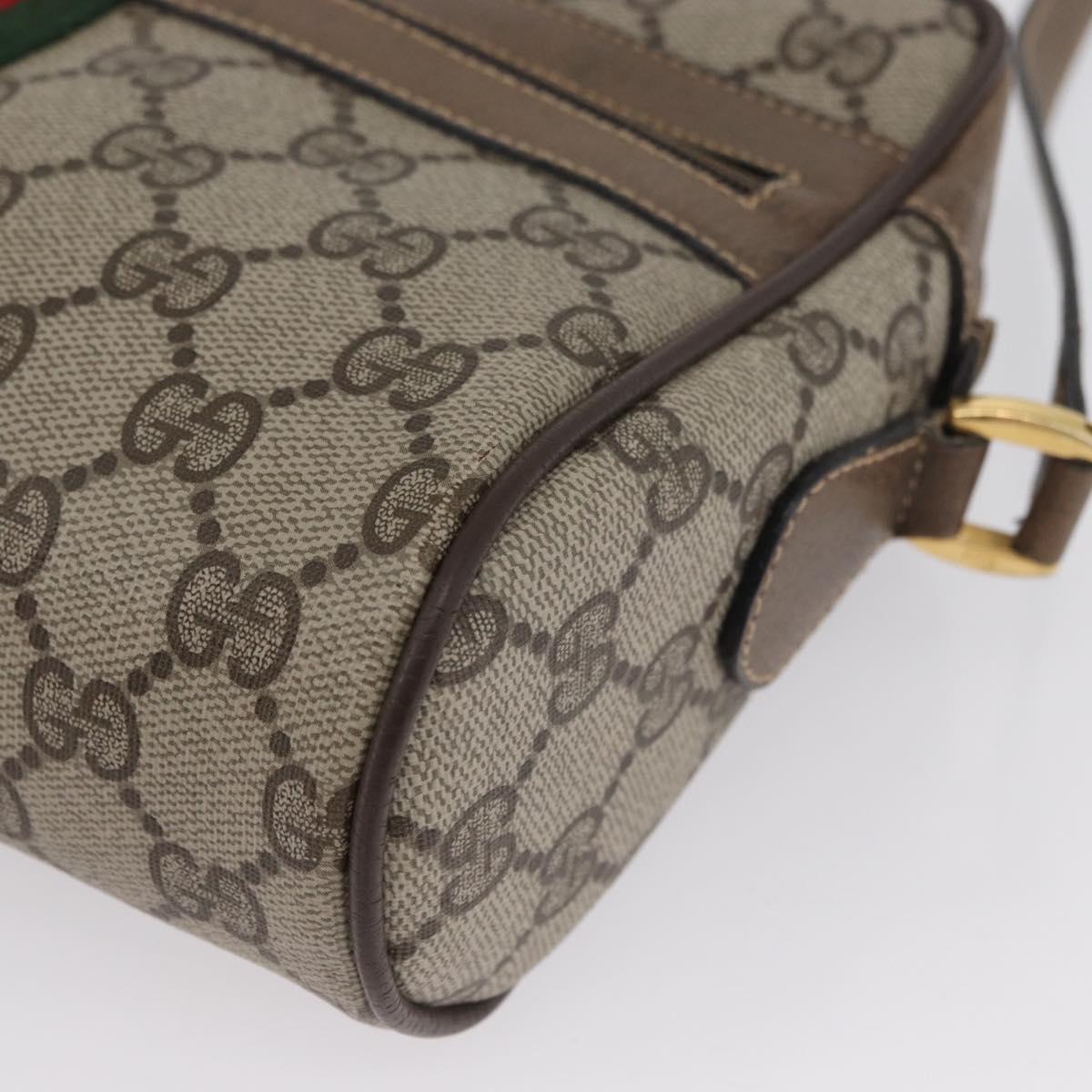 GUCCI GG Supreme Web Sherry Line Bag PVC Beige Gold 904 02 004 Auth ep13762