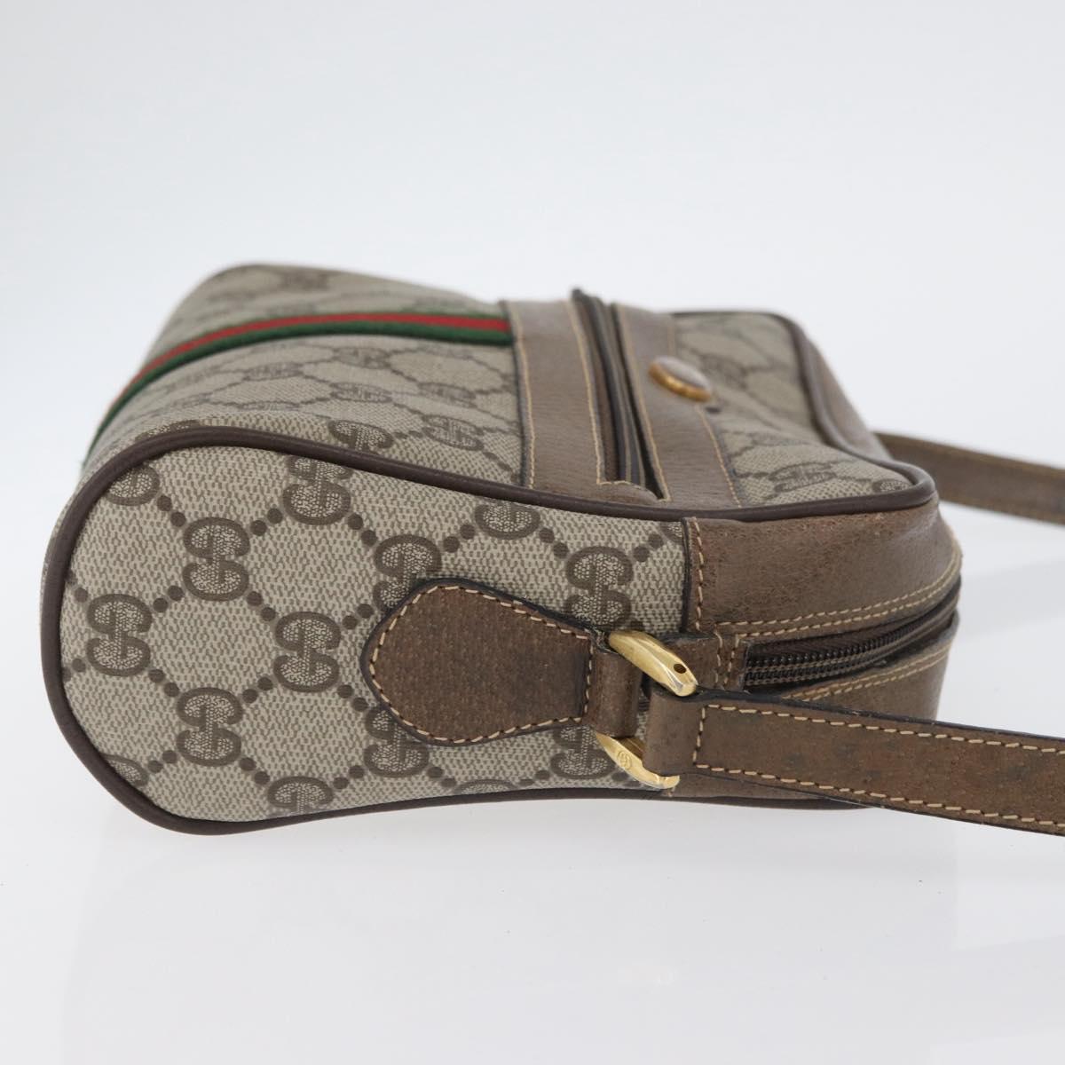 GUCCI GG Supreme Web Sherry Line Bag PVC Beige Gold 904 02 004 Auth ep13762
