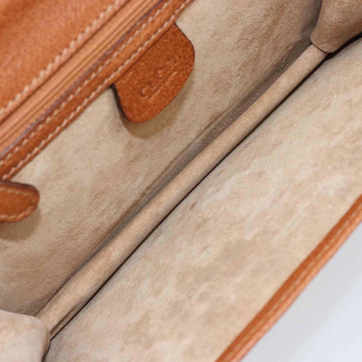 GUCCI Clutch Bag Leather Brown Gold Auth ep13771