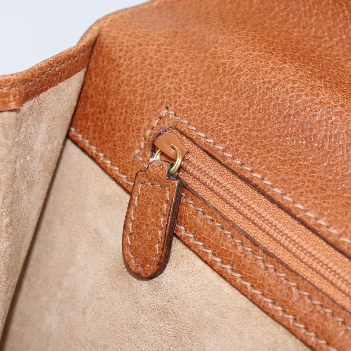 GUCCI Clutch Bag Leather Brown Gold Auth ep13771