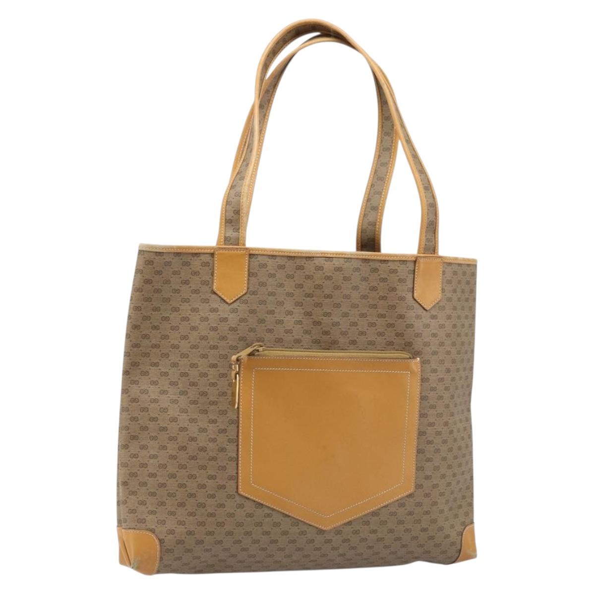 GUCCI Micro GG Supreme Tote Bag PVC Beige Gold 002 098 0057 Auth ep13772