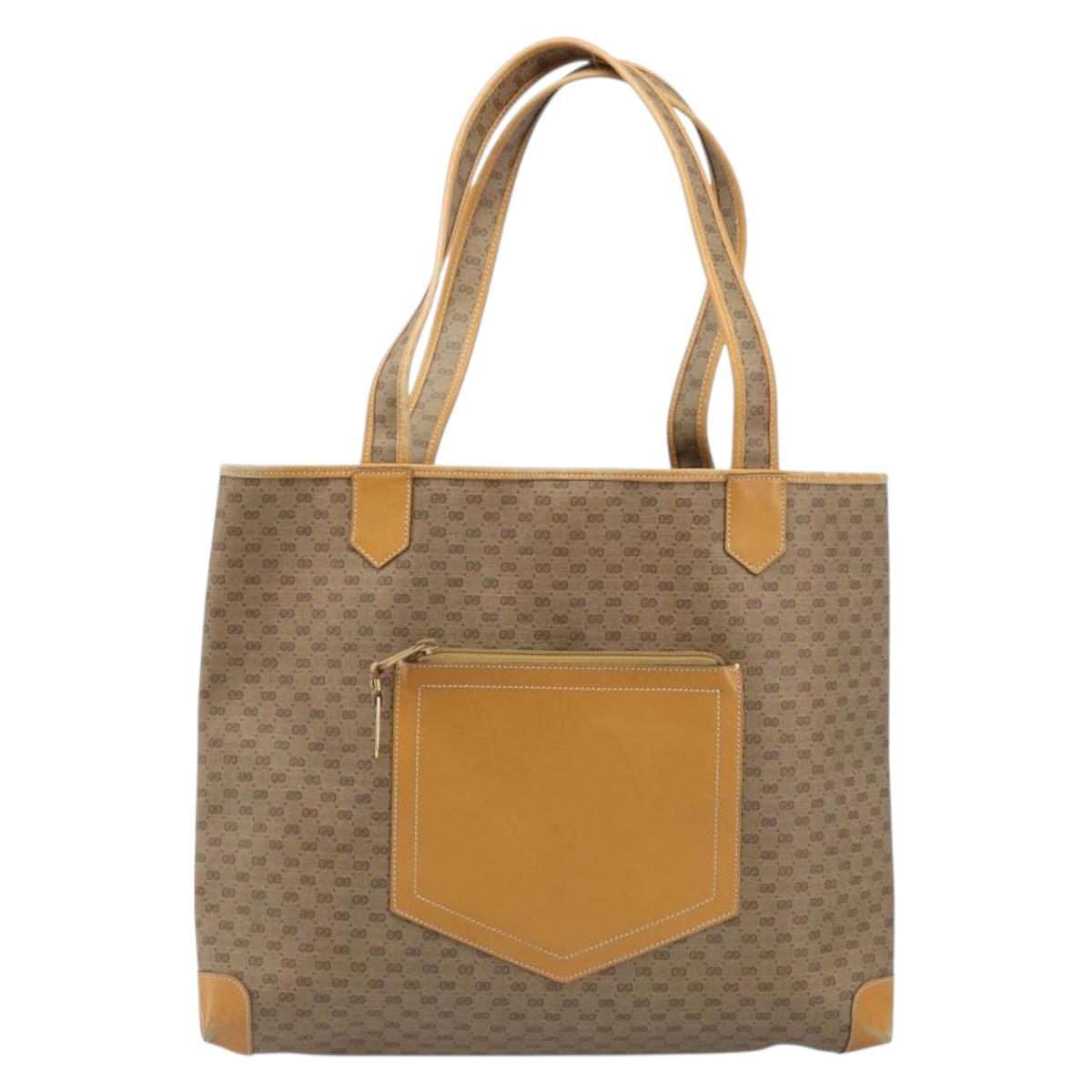 GUCCI Micro GG Supreme Tote Bag PVC Beige Gold 002 098 0057 Auth ep13772