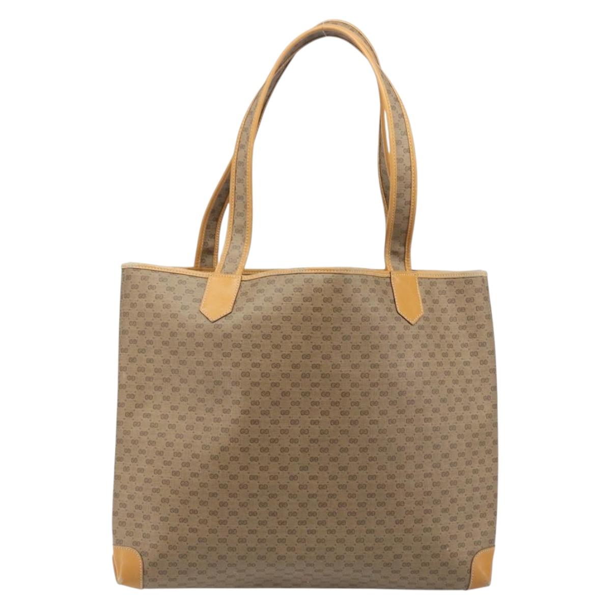 GUCCI Micro GG Supreme Tote Bag PVC Beige Gold 002 098 0057 Auth ep13772