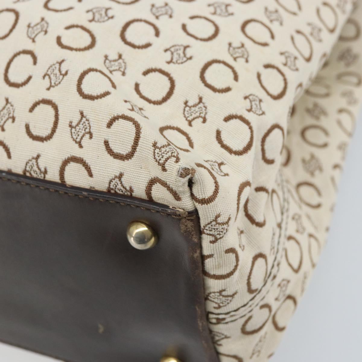 CELINE C Macadam Canvas Tote Bag Ivory Gold Auth ep13774