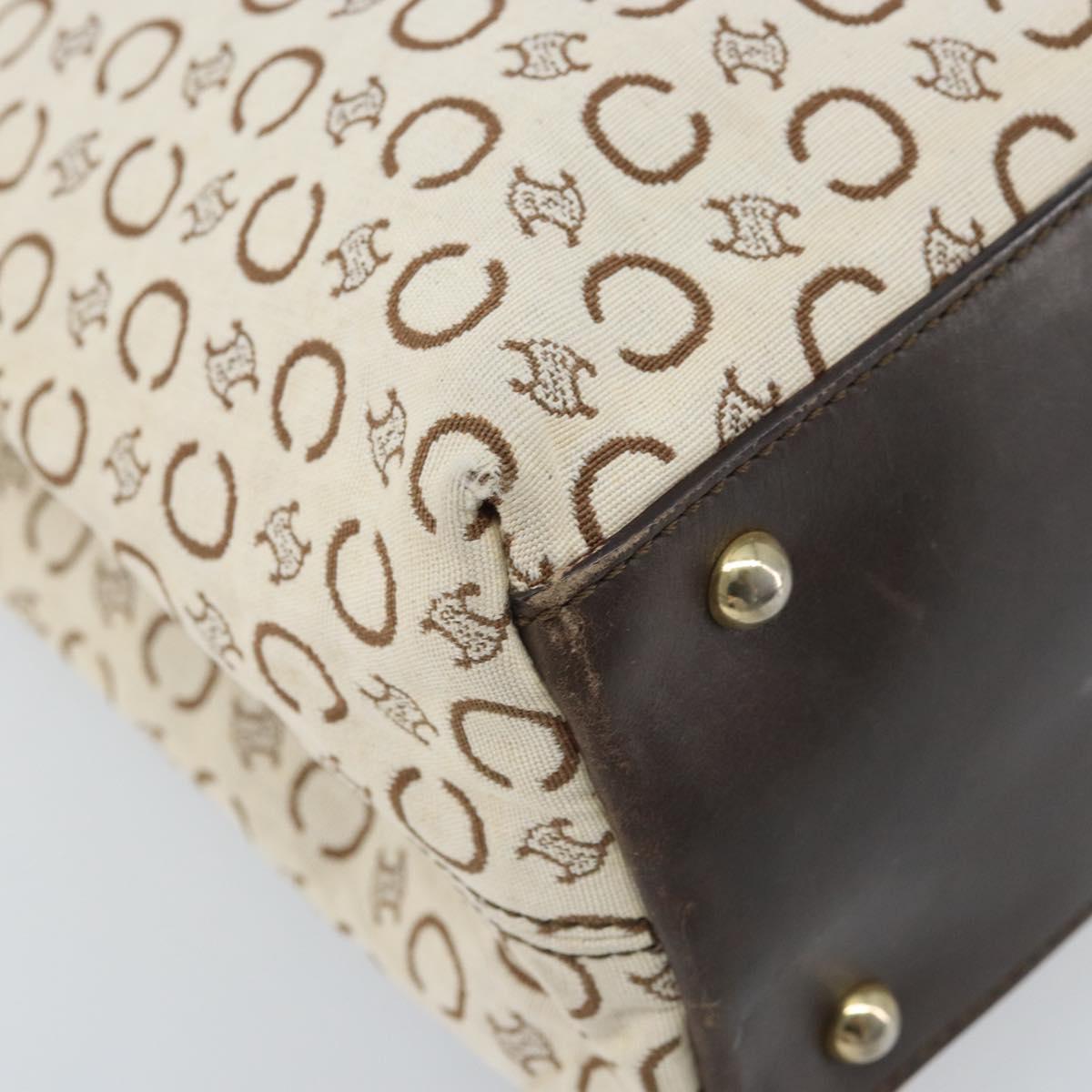 CELINE C Macadam Canvas Tote Bag Ivory Gold Auth ep13774
