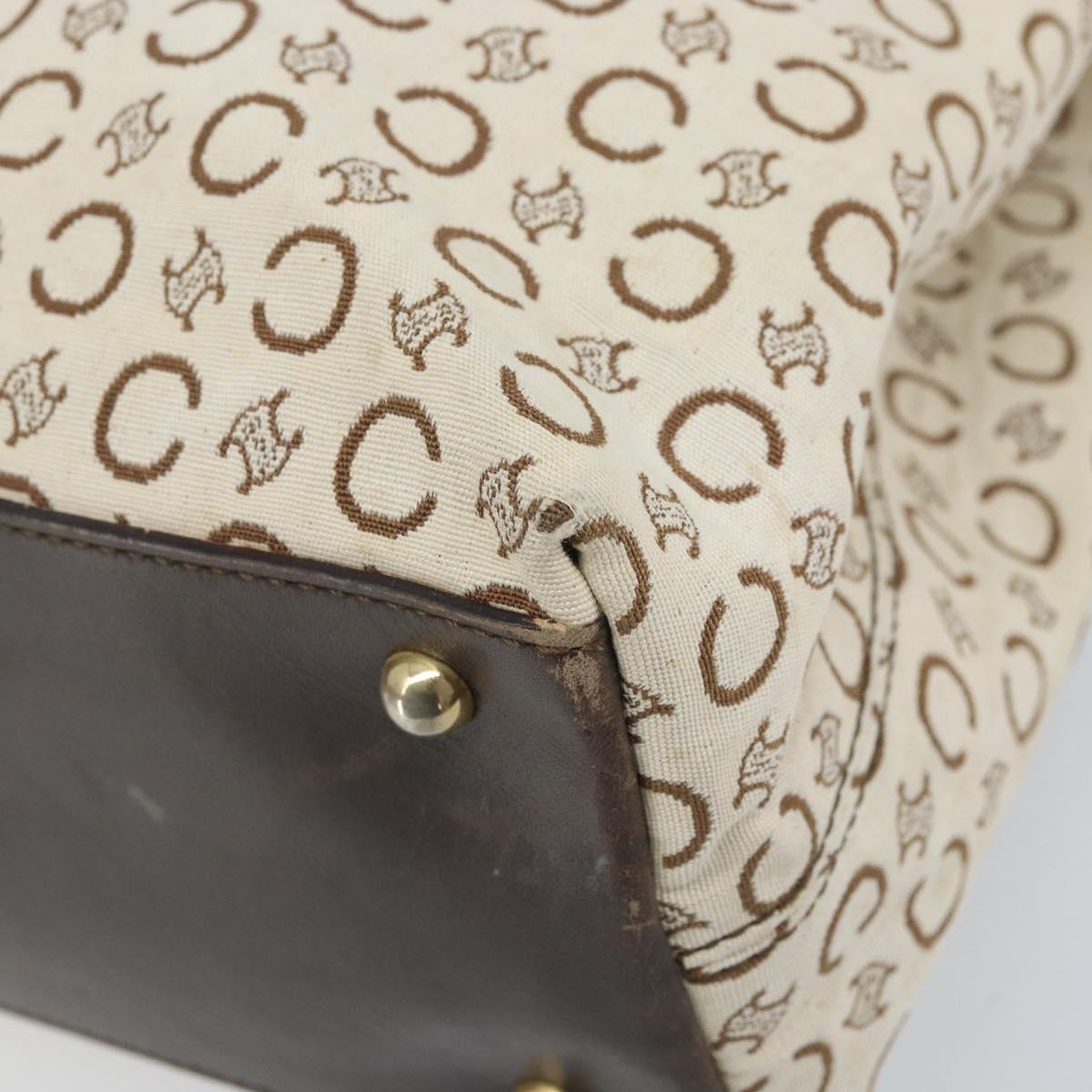 CELINE C Macadam Canvas Tote Bag Ivory Gold Auth ep13774