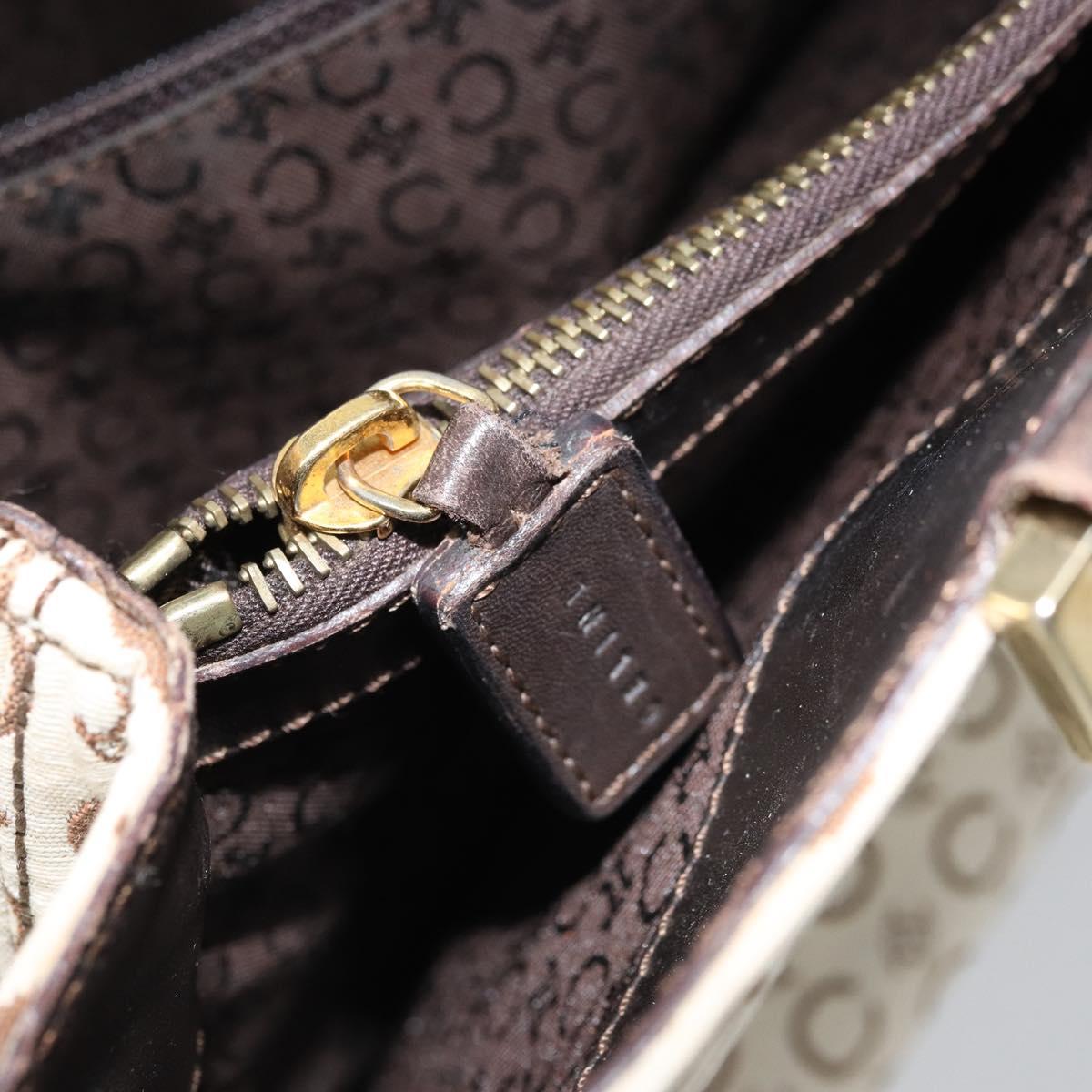 CELINE C Macadam Canvas Tote Bag Ivory Gold Auth ep13774