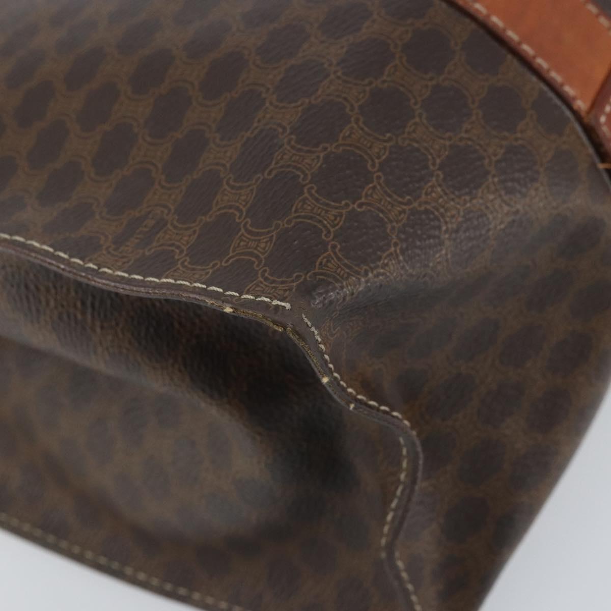 CELINE Macadam Canvas Tote Bag PVC Leather Brown Gold Auth ep13781