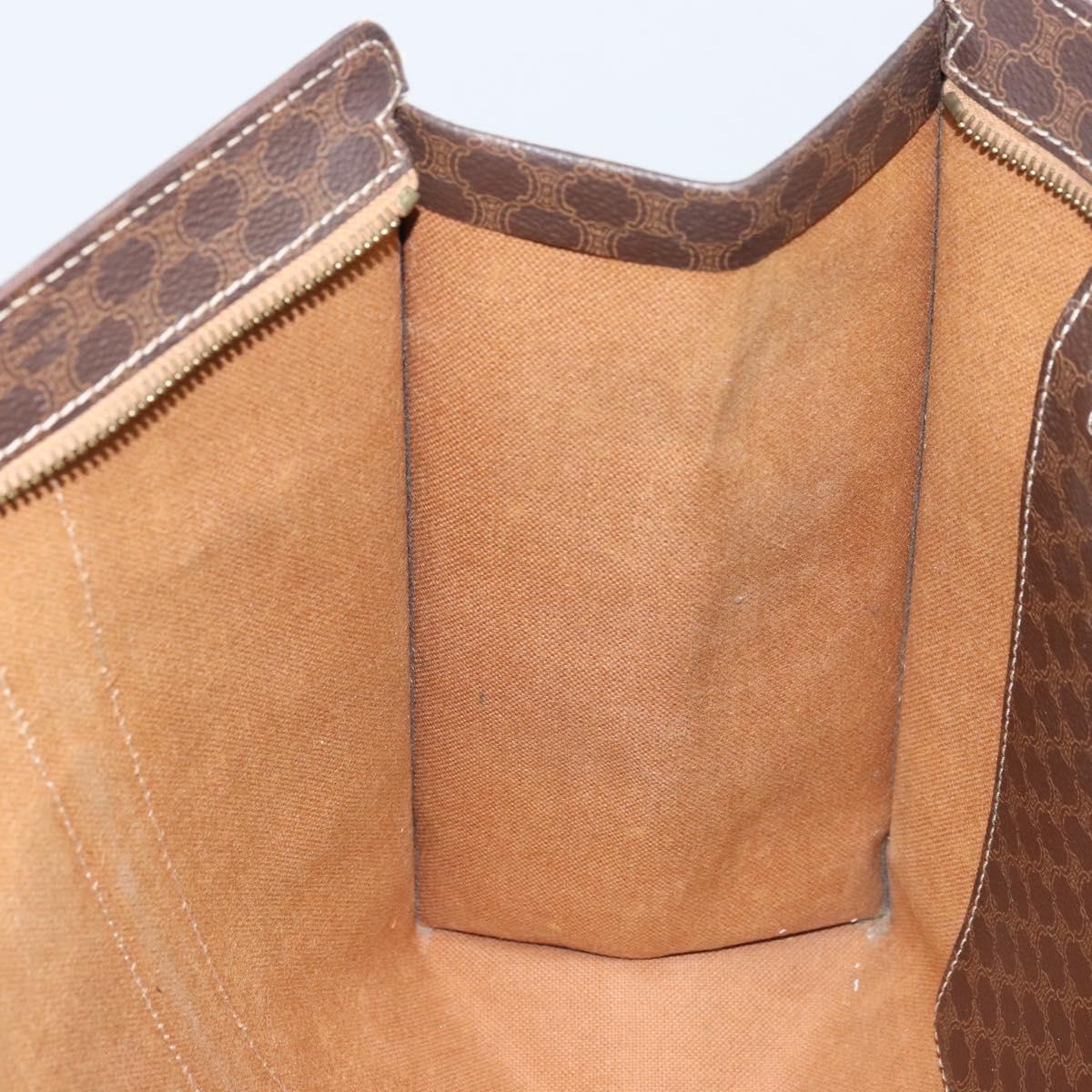 CELINE Macadam Canvas Tote Bag PVC Leather Brown Gold Auth ep13781