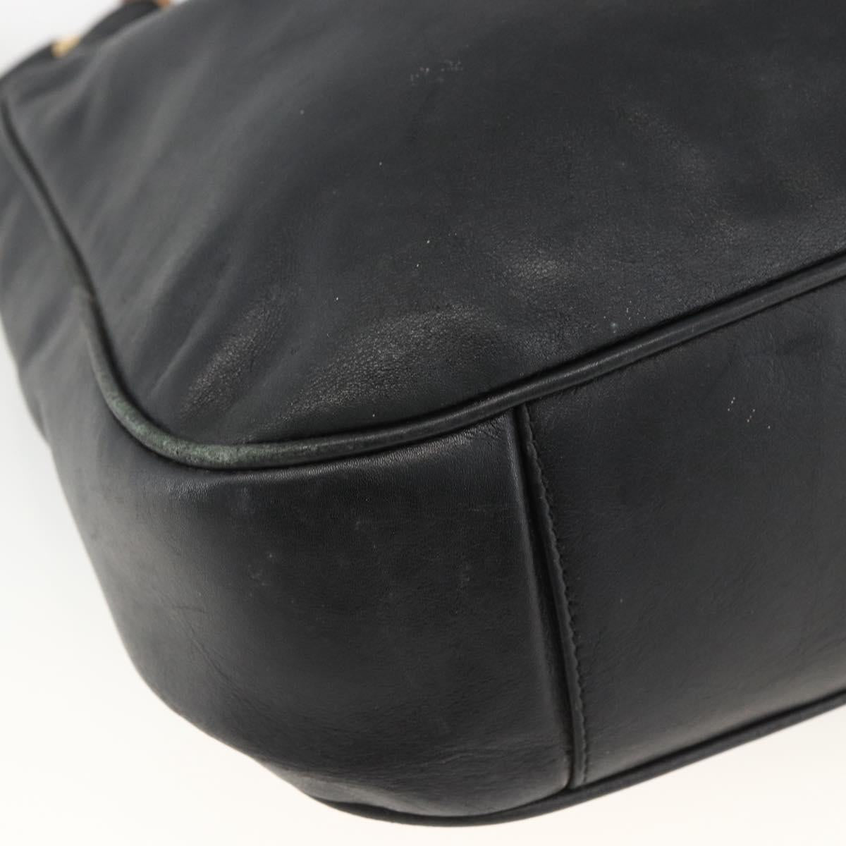 GUCCI Bamboo Shoulder Bag Leather 2way Black Gold 001 1577 Auth ep13782
