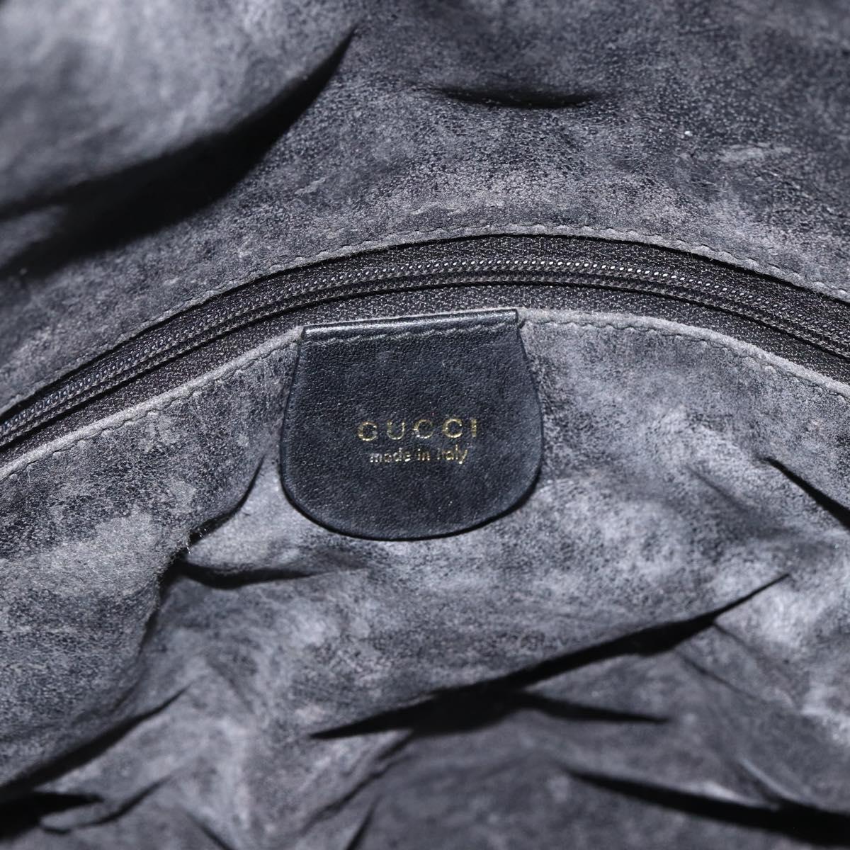 GUCCI Bamboo Shoulder Bag Leather 2way Black Gold 001 1577 Auth ep13782
