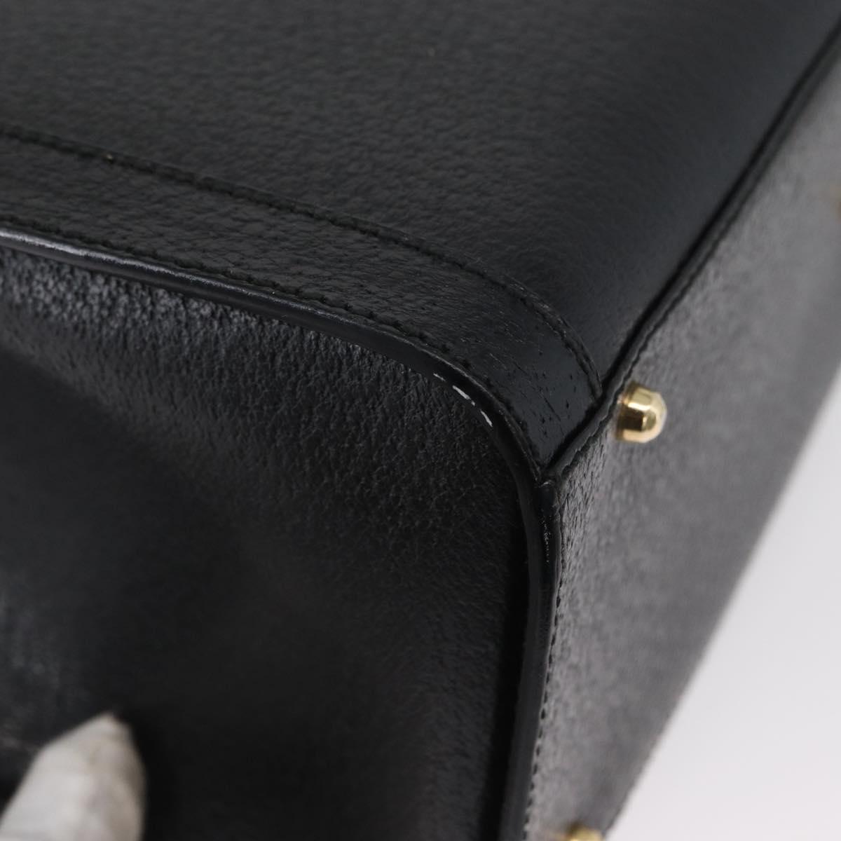 GUCCI Bamboo Hand Bag Leather Black Gold 002 1186 0260 Auth ep13783