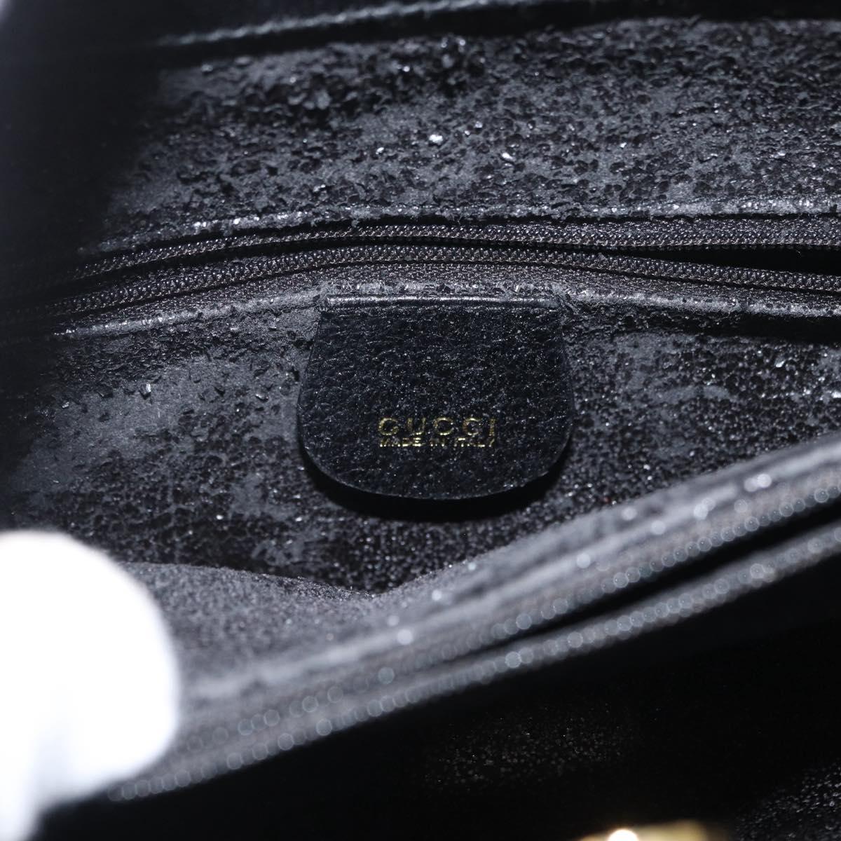 GUCCI Bamboo Hand Bag Leather Black Gold 002 1186 0260 Auth ep13783