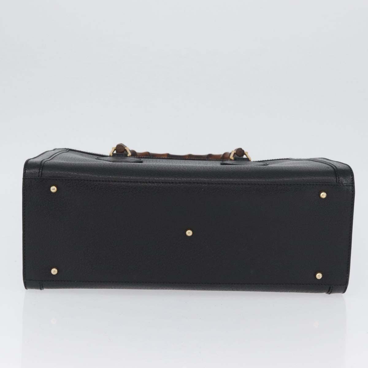 GUCCI Bamboo Hand Bag Leather Black Gold 002 1186 0260 Auth ep13783