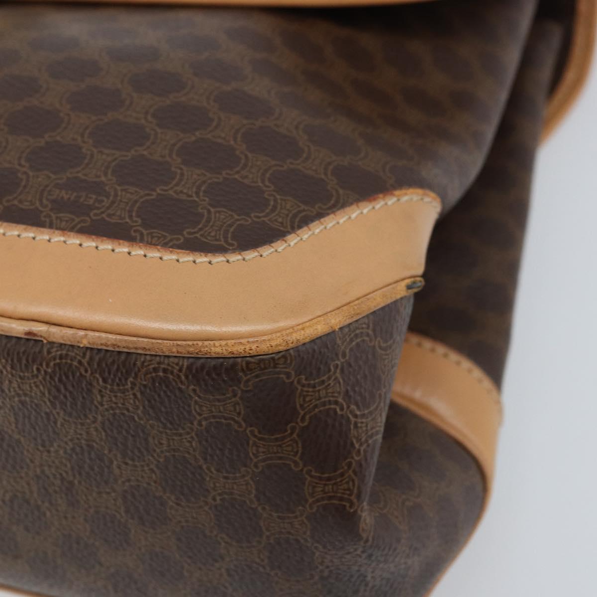 CELINE Macadam Canvas Hand Bag PVC Leather Brown Gold Auth ep13785