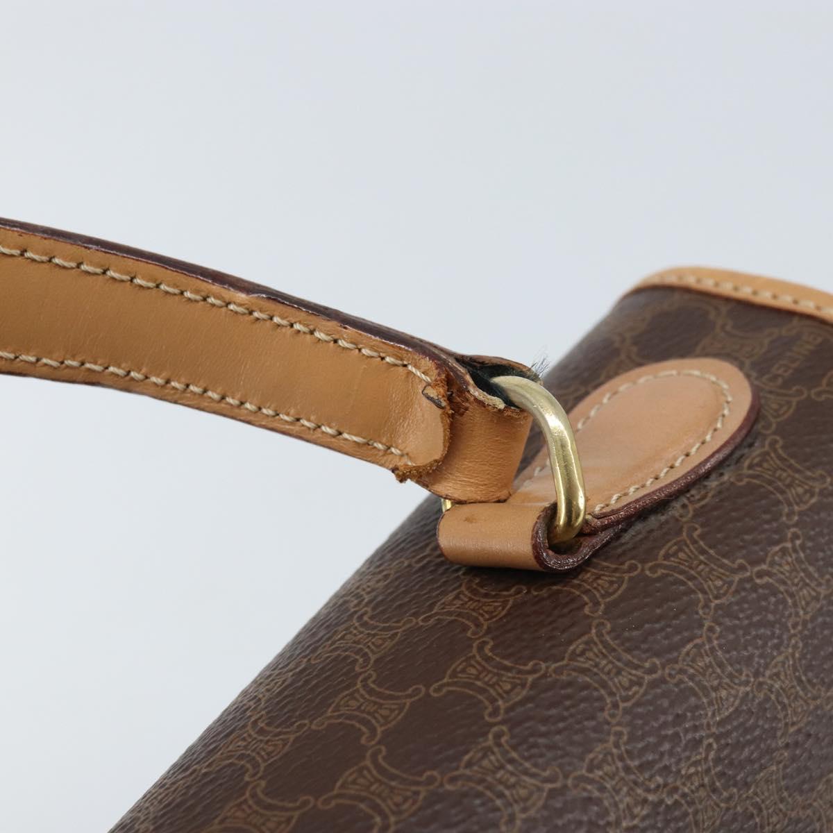 CELINE Macadam Canvas Hand Bag PVC Leather Brown Gold Auth ep13785