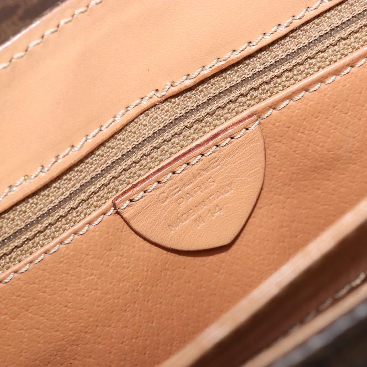 CELINE Macadam Canvas Hand Bag PVC Leather Brown Gold Auth ep13785