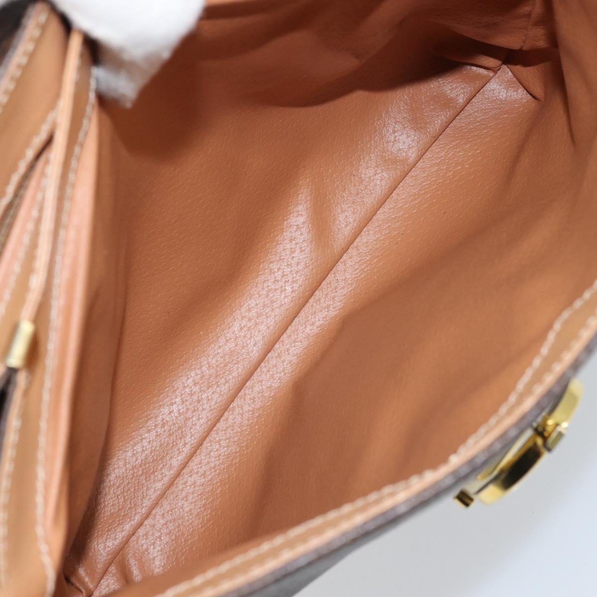 CELINE Macadam Canvas Hand Bag PVC Leather Brown Gold Auth ep13785