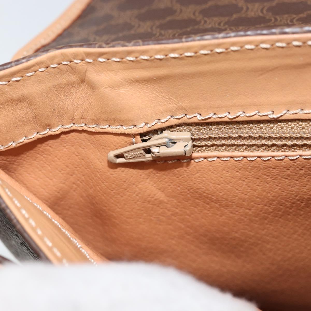 CELINE Macadam Canvas Hand Bag PVC Leather Brown Gold Auth ep13785