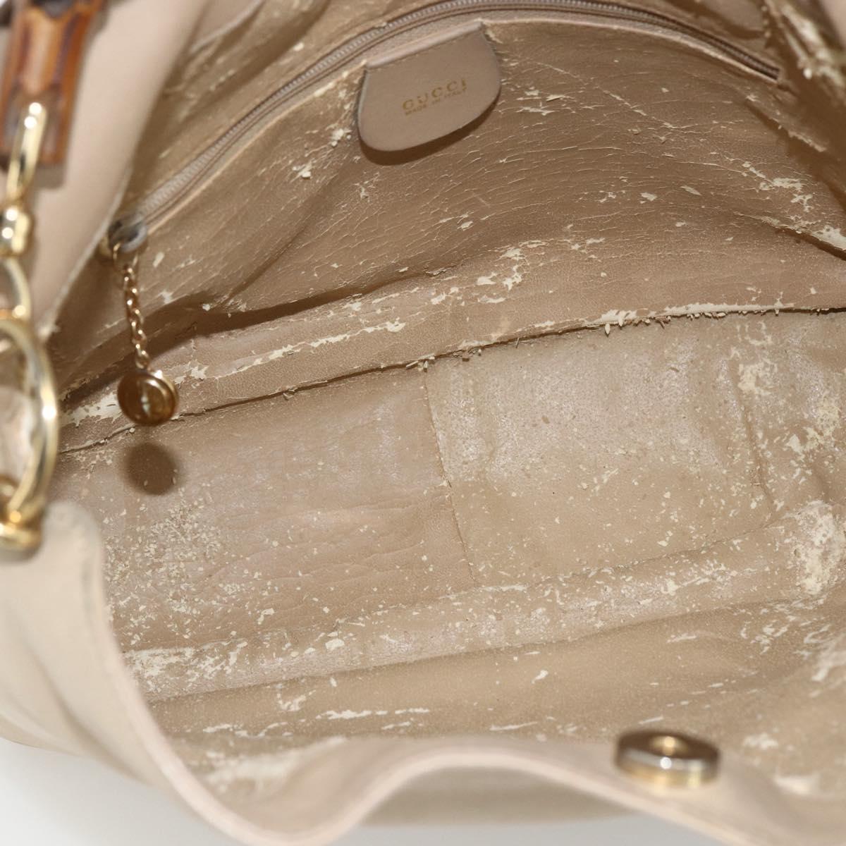 GUCCI Bamboo Hand Bag Leather 2way Beige Gold 001 1638 Auth ep13791