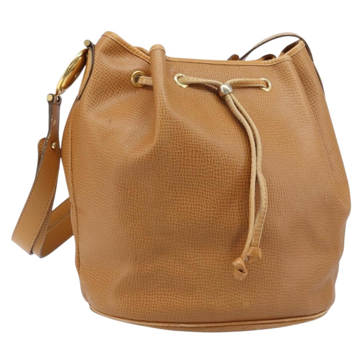 Christian Dior Shoulder Bag Leather Brown Gold Auth ep13792