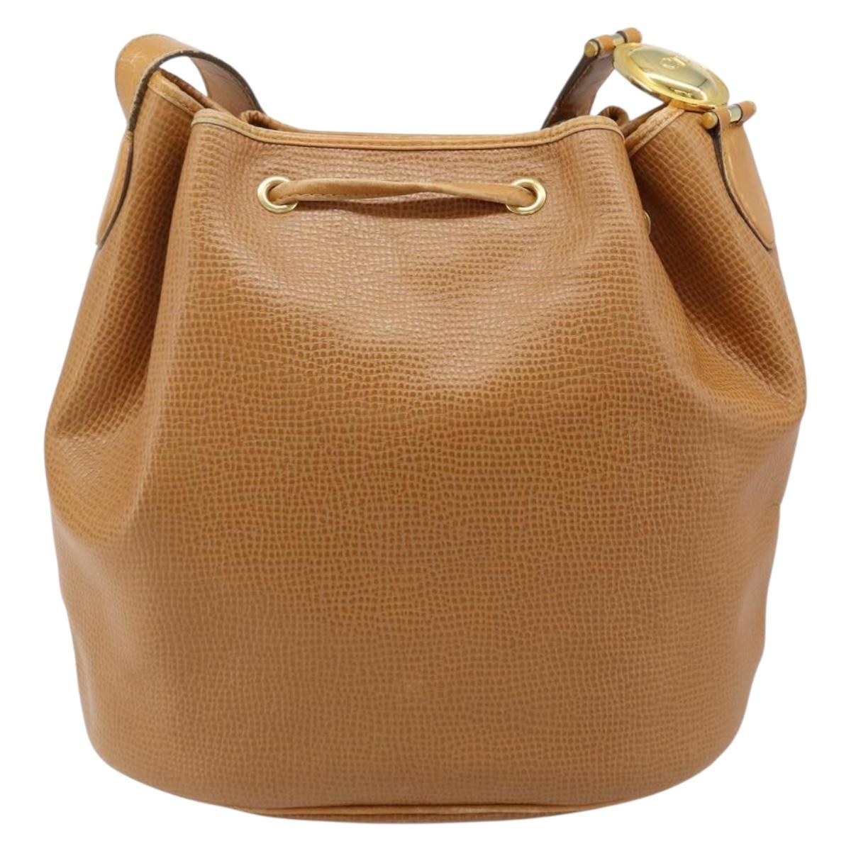 Christian Dior Shoulder Bag Leather Brown Gold Auth ep13792