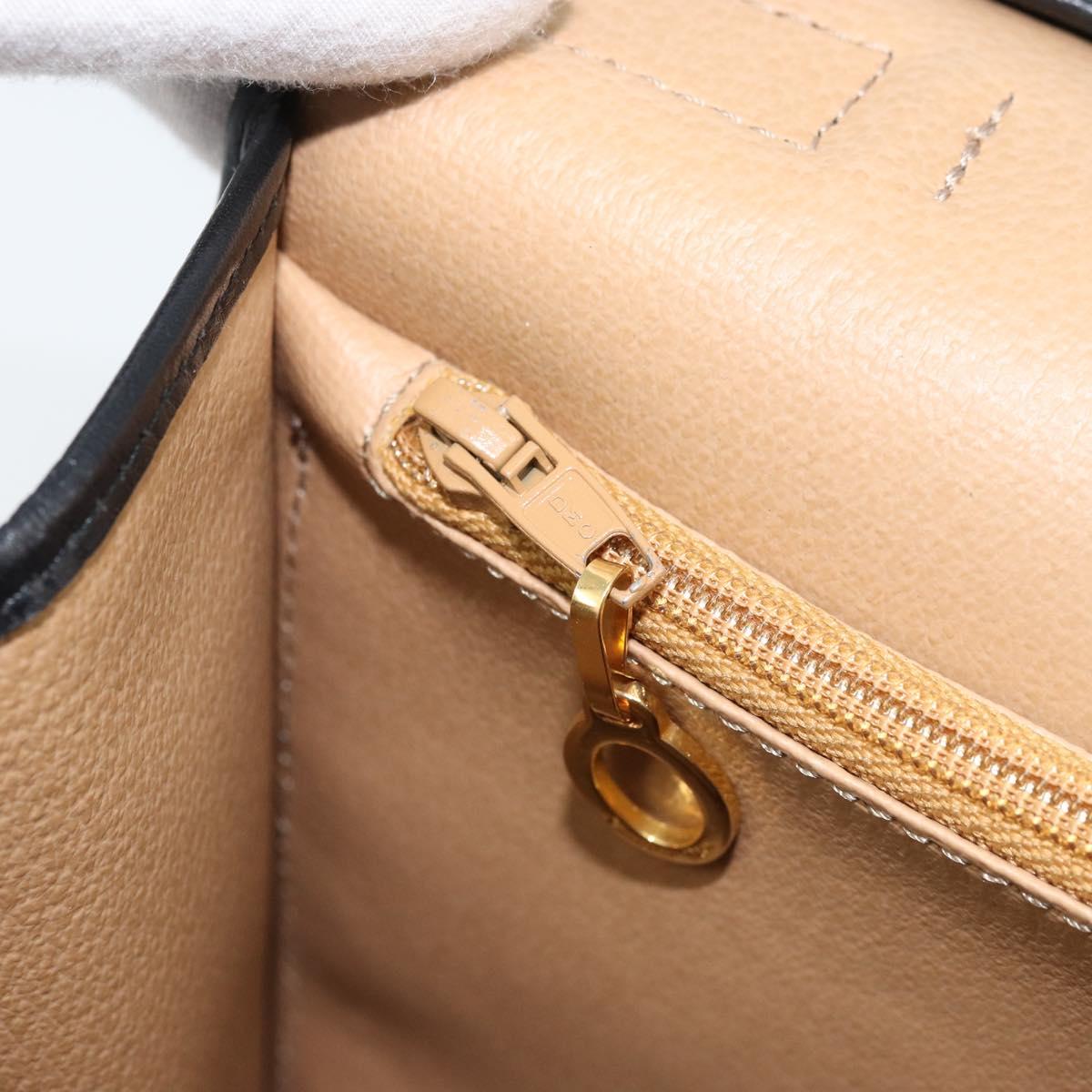 Christian Dior Trotter Canvas Hand Bag PVC Black Gold Auth ep13801