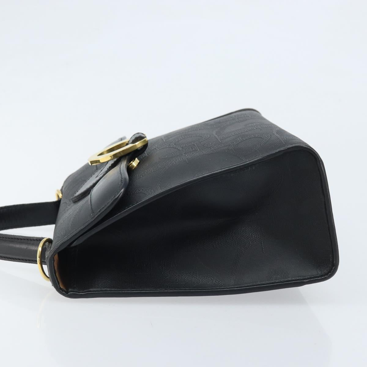 Christian Dior Trotter Canvas Hand Bag PVC Black Gold Auth ep13801