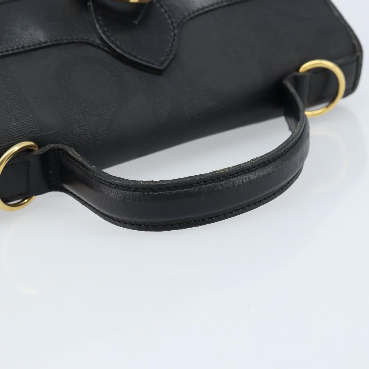 Christian Dior Trotter Canvas Hand Bag PVC Black Gold Auth ep13801