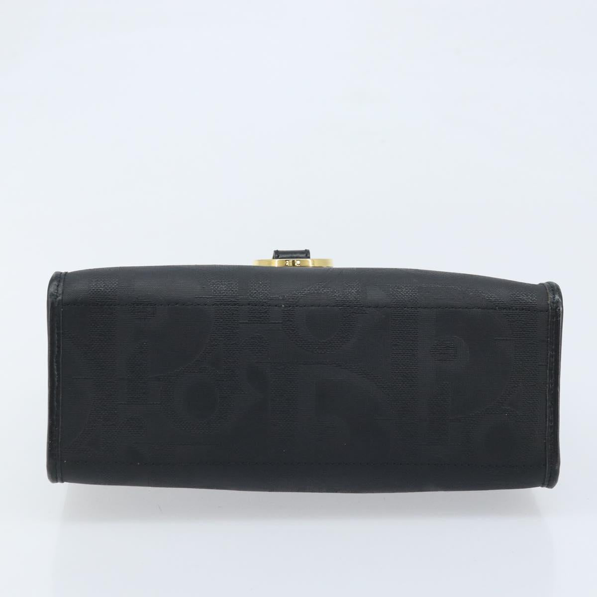 Christian Dior Trotter Canvas Hand Bag PVC Black Gold Auth ep13801