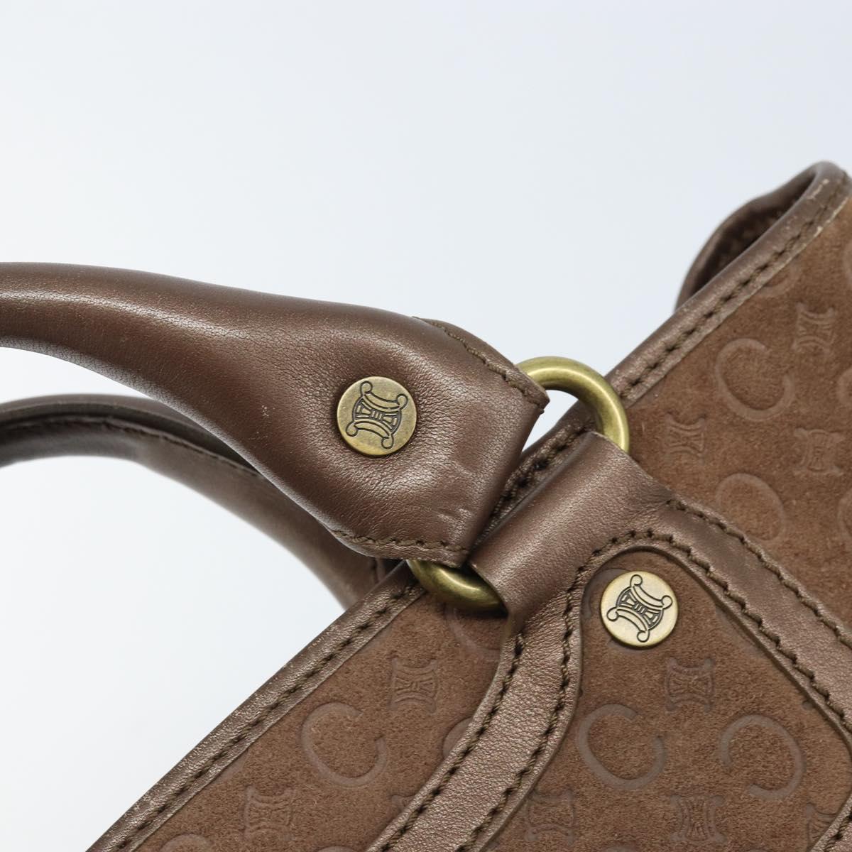 CELINE C Macadam Canvas Boogie Bag Hand Bag Suede Brown Gold Auth ep13802