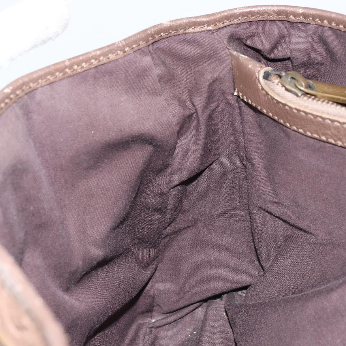 CELINE C Macadam Canvas Boogie Bag Hand Bag Suede Brown Gold Auth ep13802