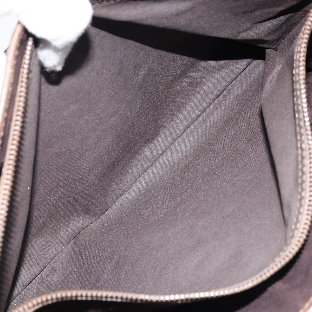 CELINE C Macadam Canvas Boogie Bag Hand Bag Suede Brown Gold Auth ep13802