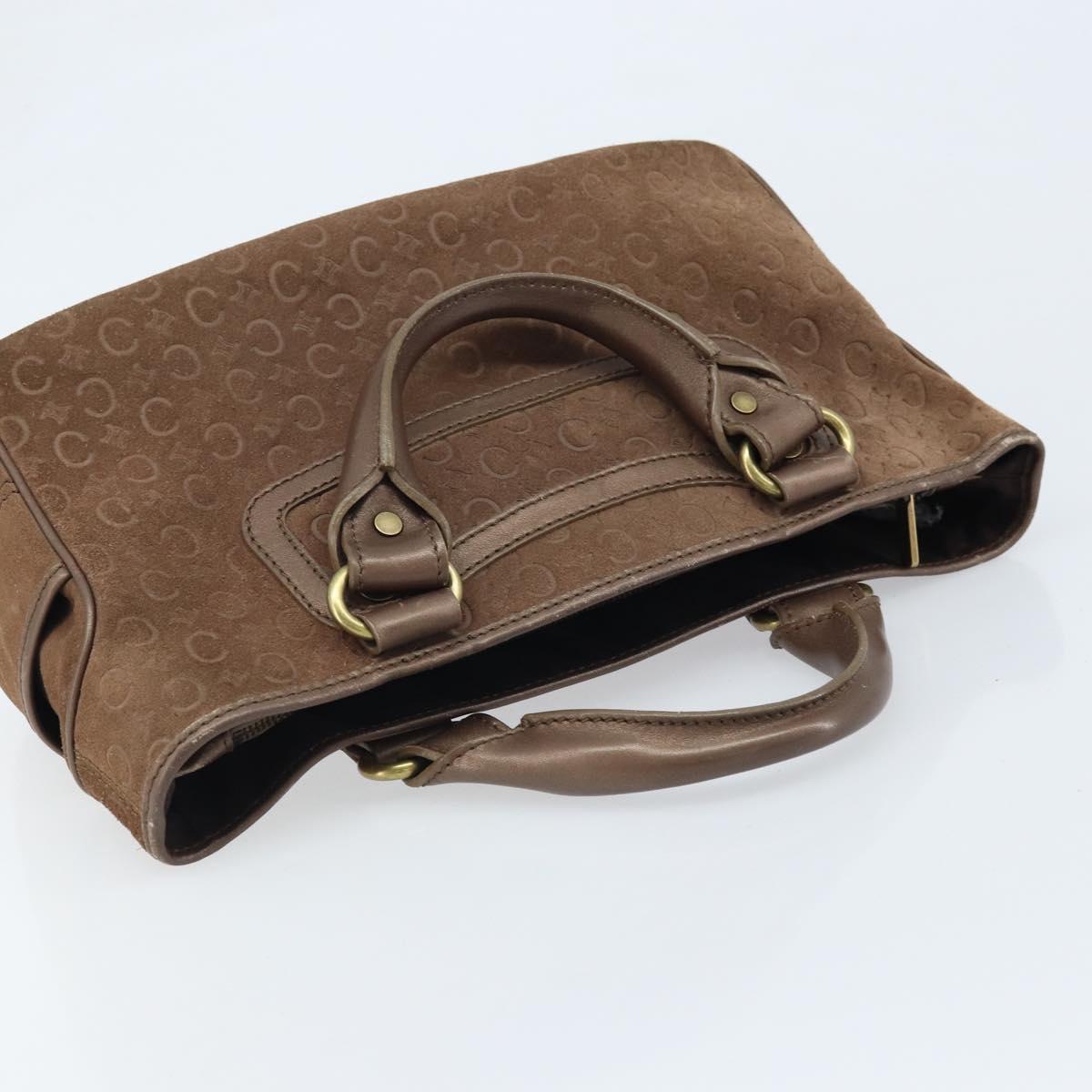 CELINE C Macadam Canvas Boogie Bag Hand Bag Suede Brown Gold Auth ep13802