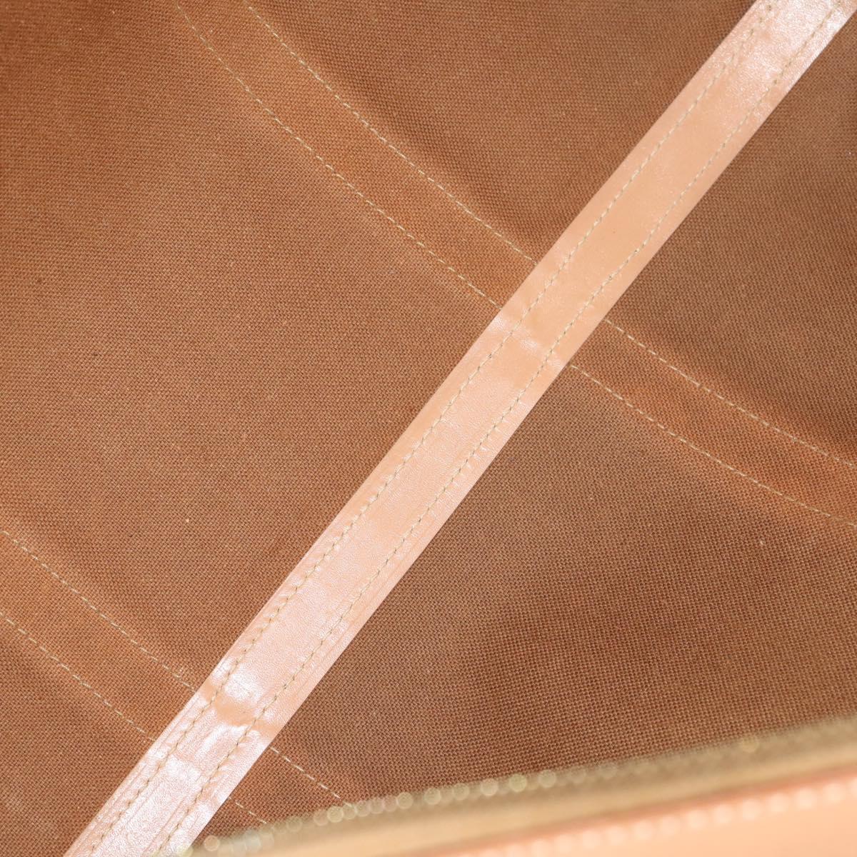 CELINE Macadam Canvas Boston Bag PVC Leather Brown Gold Auth ep13807