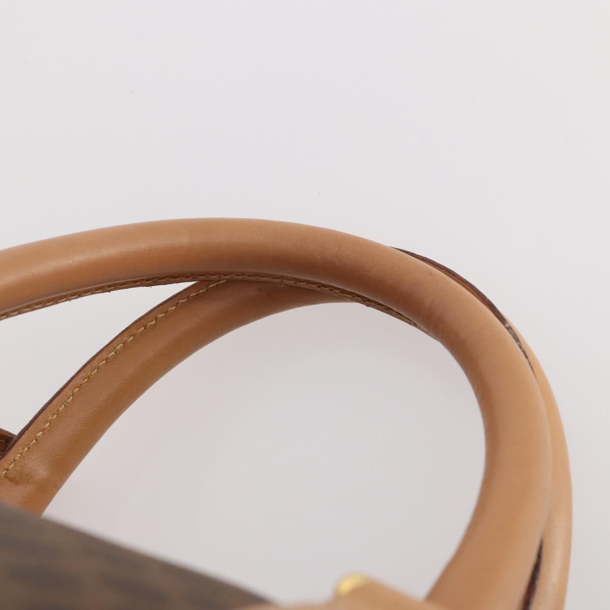 CELINE Macadam Canvas Boston Bag PVC Leather Brown Gold Auth ep13807