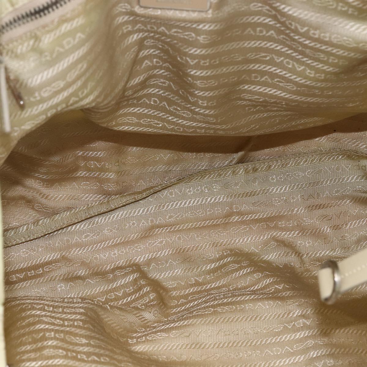 PRADA Tote Bag Nylon Ivory Silver Auth ep13808
