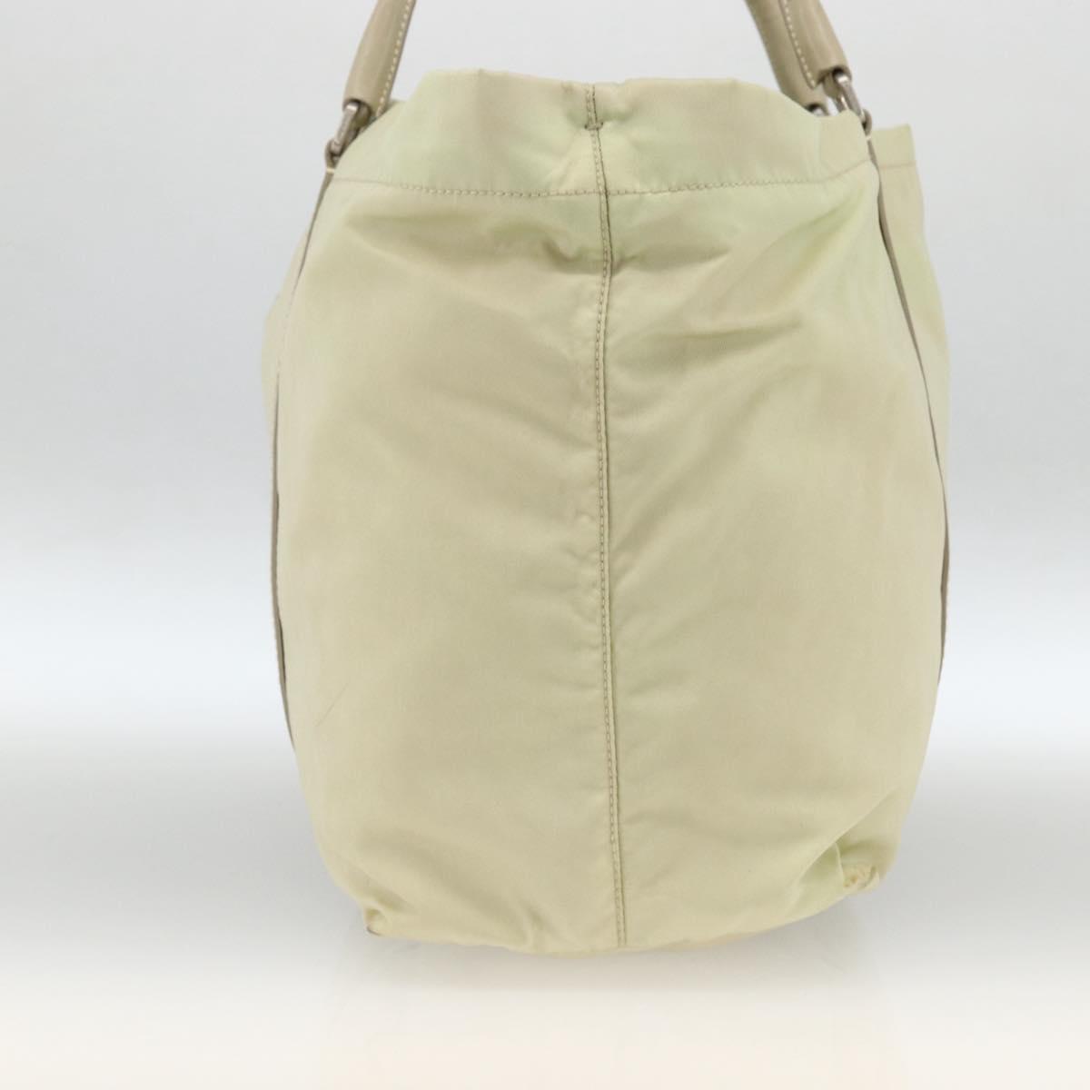 PRADA Tote Bag Nylon Ivory Silver Auth ep13808