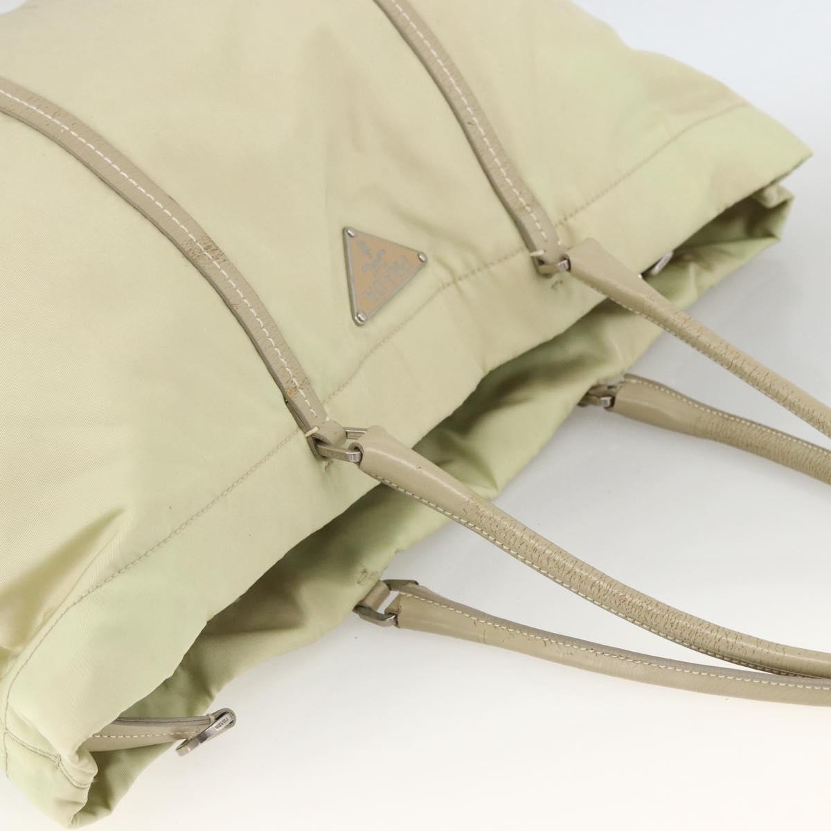 PRADA Tote Bag Nylon Ivory Silver Auth ep13808