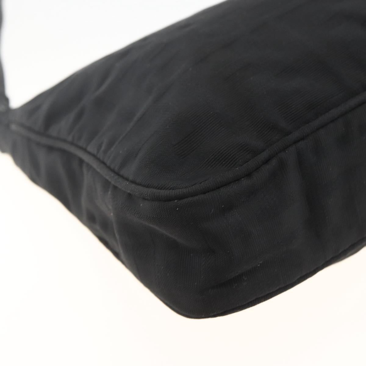 FENDI Zucca Canvas Shoulder Bag Nylon Black Silver Auth ep13819