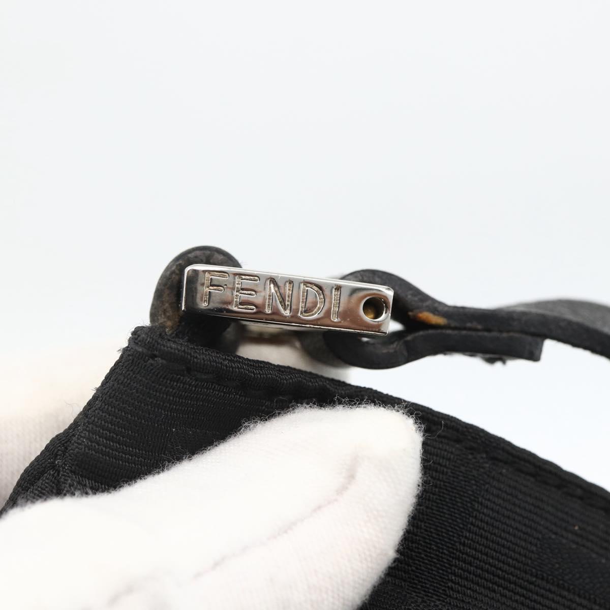 FENDI Zucca Canvas Shoulder Bag Nylon Black Silver Auth ep13819