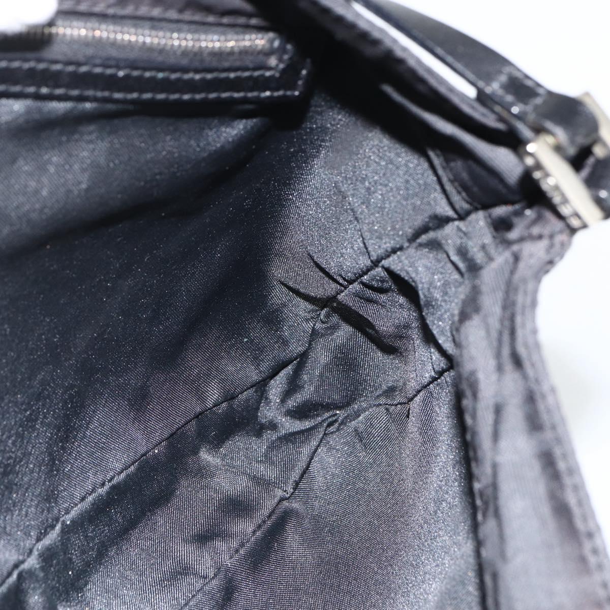 FENDI Zucca Canvas Shoulder Bag Nylon Black Silver Auth ep13819