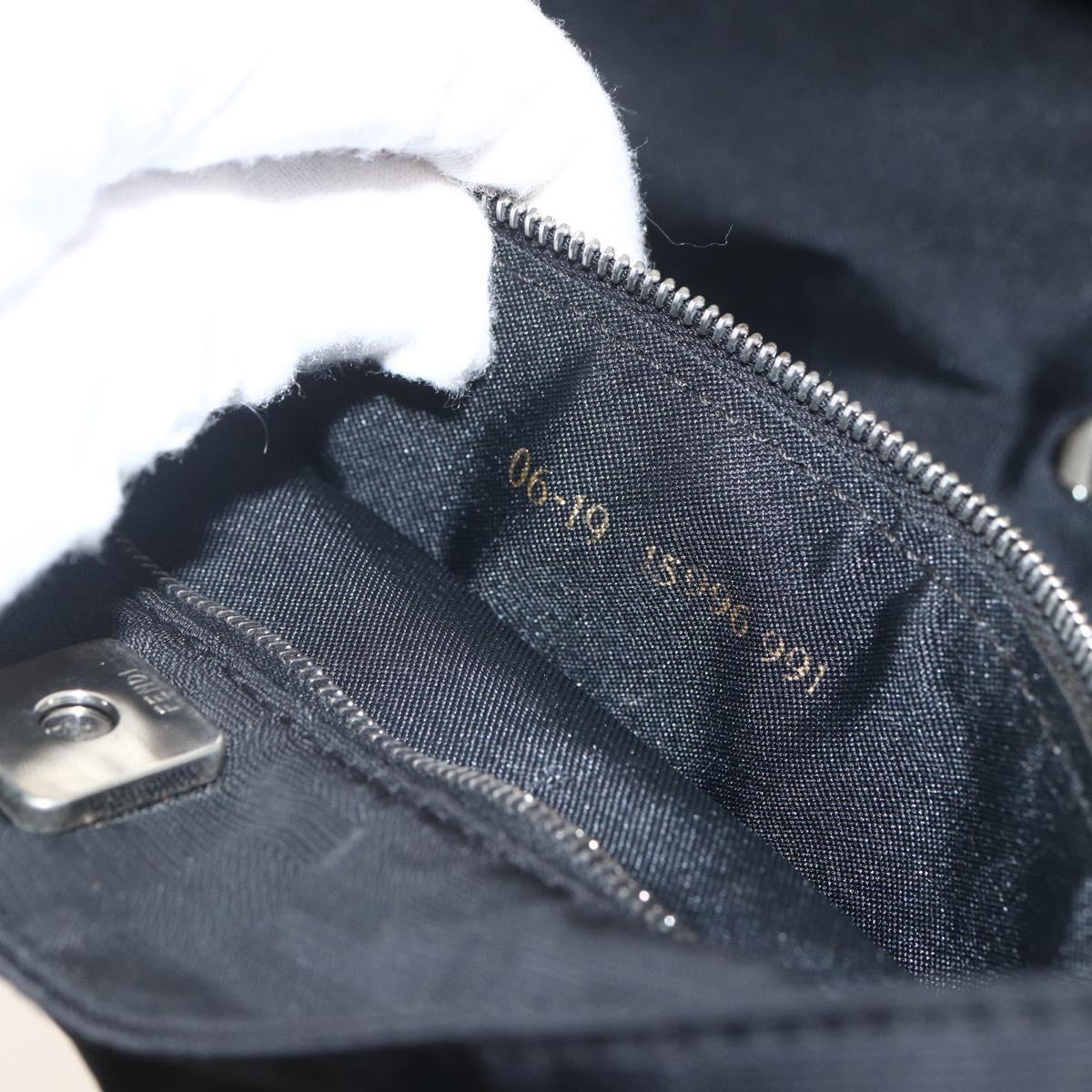 FENDI Zucca Canvas Shoulder Bag Nylon Black Silver Auth ep13819