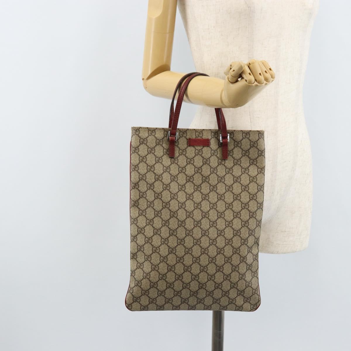 GUCCI GG Supreme Hand Bag PVC Beige Silver 117551 Auth ep13822