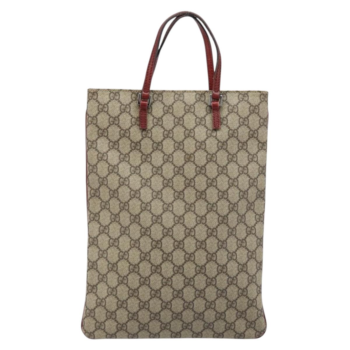 GUCCI GG Supreme Hand Bag PVC Beige Silver 117551 Auth ep13822
