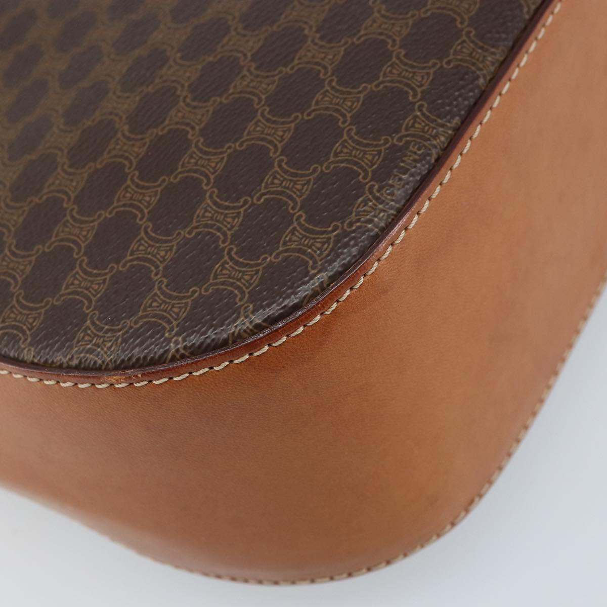 CELINE Macadam Canvas Shoulder Bag PVC Leather Brown Gold Auth ep13823A