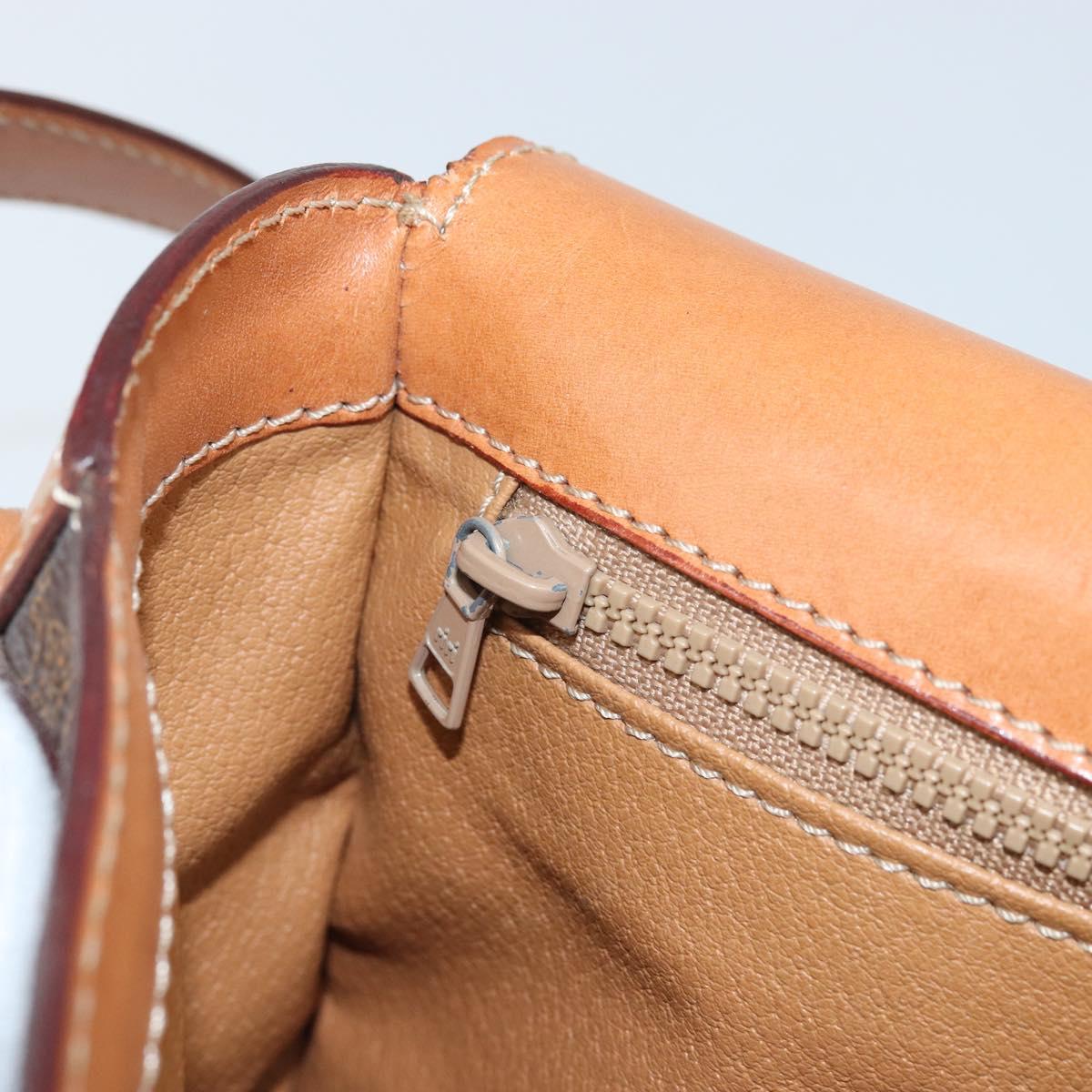 CELINE Macadam Canvas Shoulder Bag PVC Leather Brown Gold Auth ep13823A